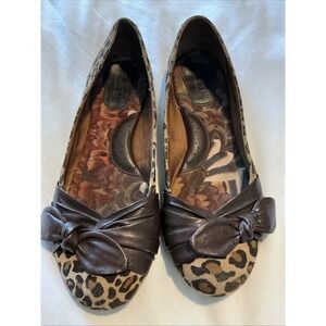 Børn Born Molly Leopard Knot Ballet Flats‎ Women Shoe Sz 8/39